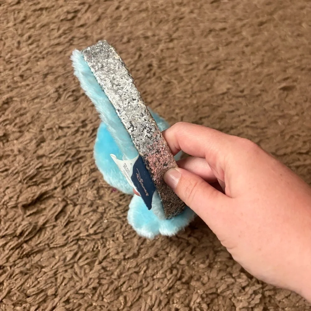 Disney Frozen Plush Earmuffs Blue Silver Glitter Ear Cover Winter Elsa Anna